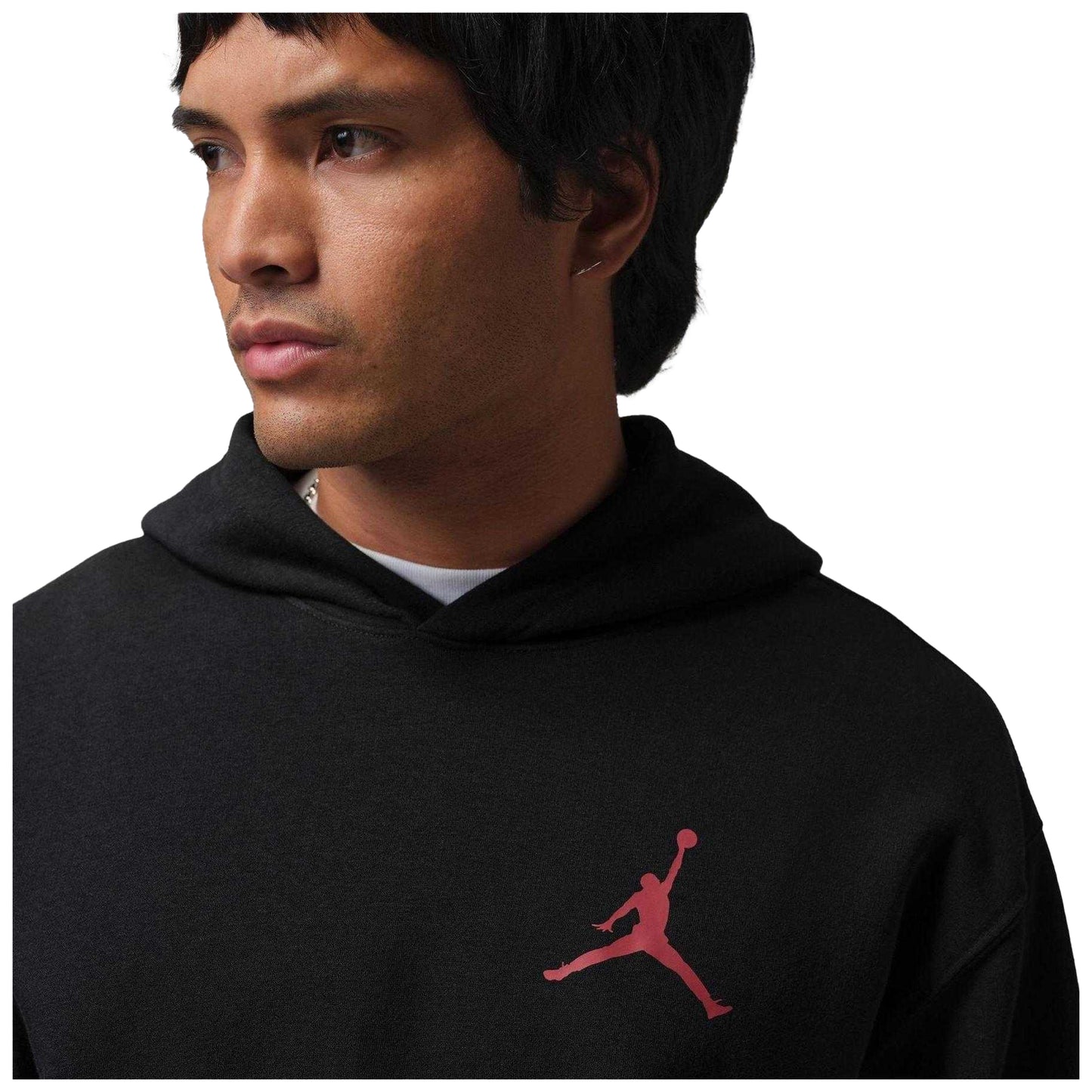 Black-Red - Side - Nike Mens Air Jordan Fleece Hoodie