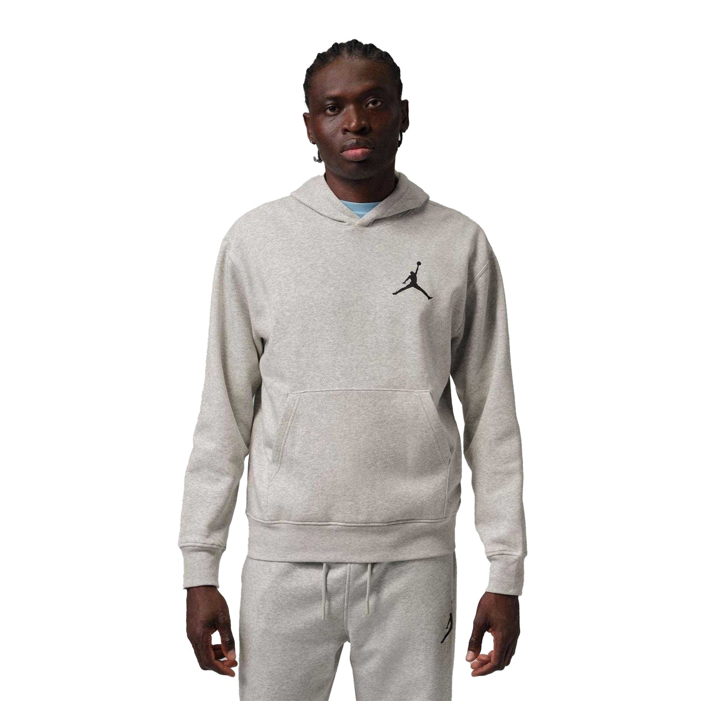 Grey-Black - Front - Nike Mens Air Jordan Fleece Hoodie