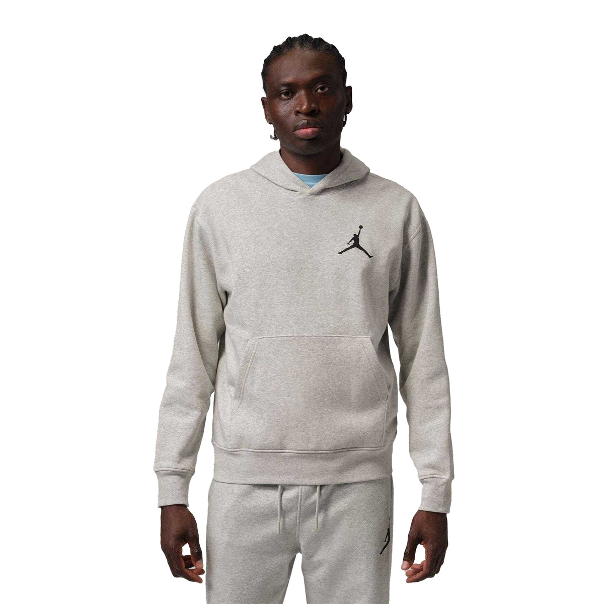 Grey-Black - Front - Nike Mens Air Jordan Fleece Hoodie
