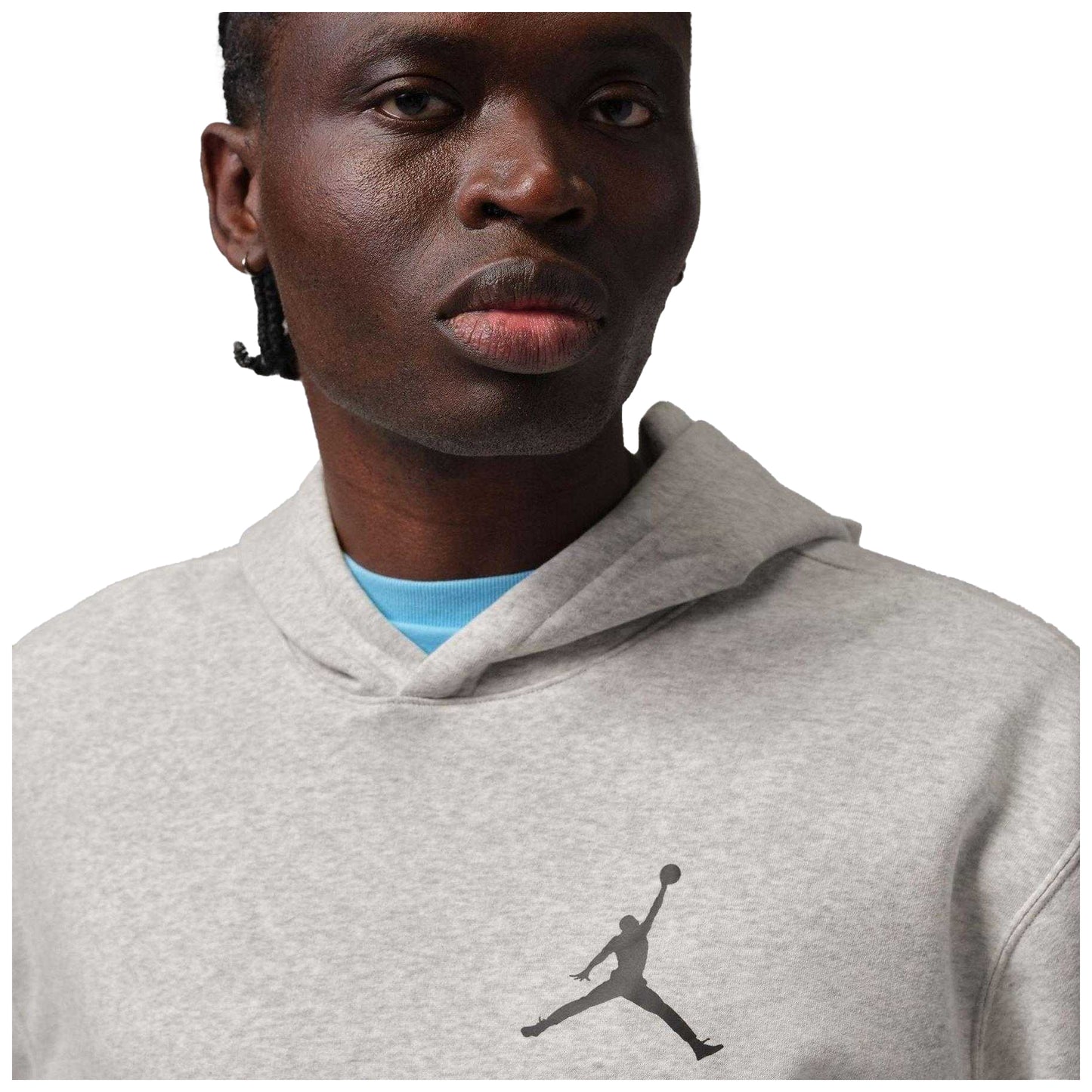 Grey-Black - Side - Nike Mens Air Jordan Fleece Hoodie