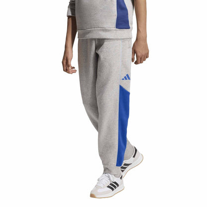 Medium Heather Grey - Side - Adidas Childrens-Kids Colour Block Slim Joggers