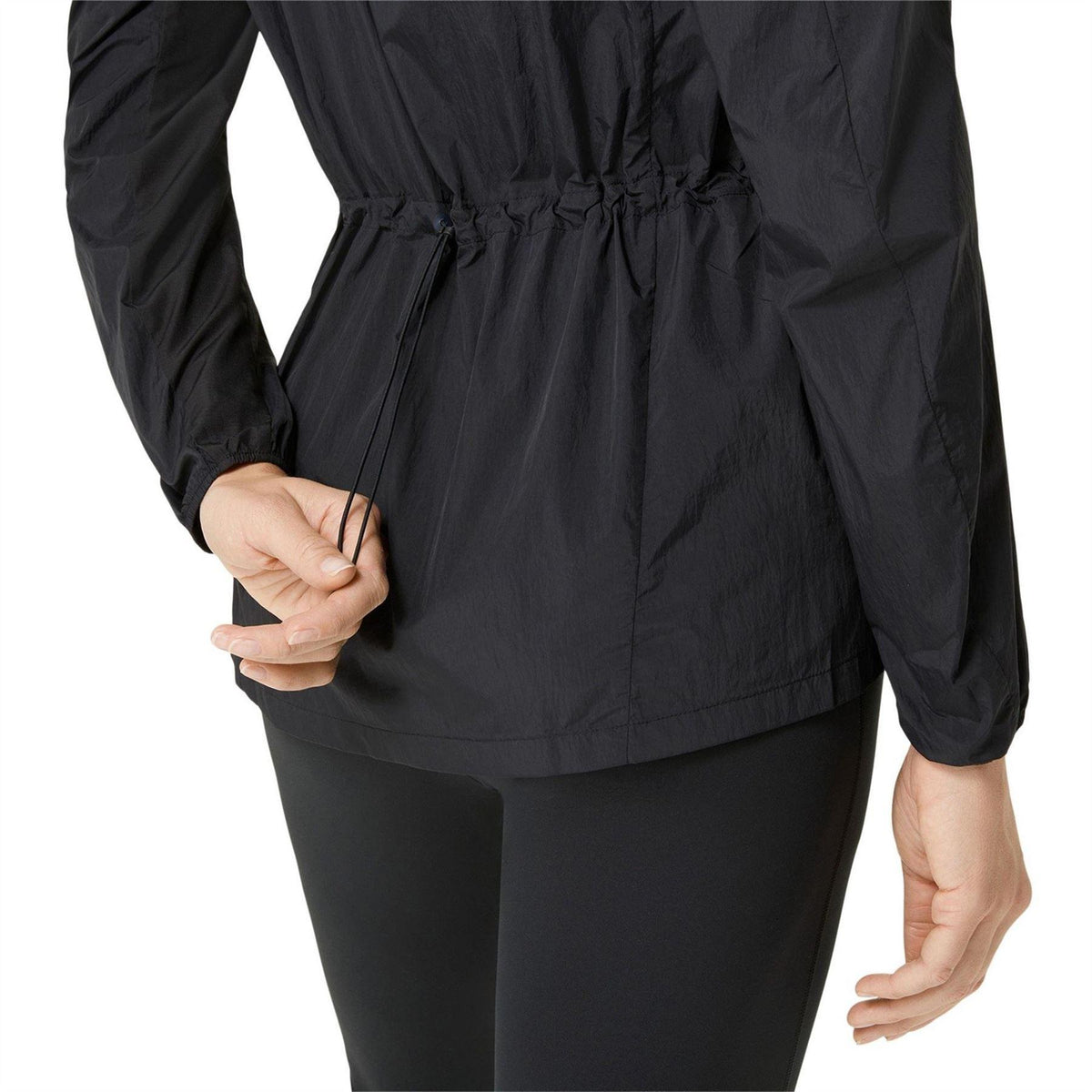Black - Pack Shot - Asics Womens-Ladies Packable Athletic Jacket