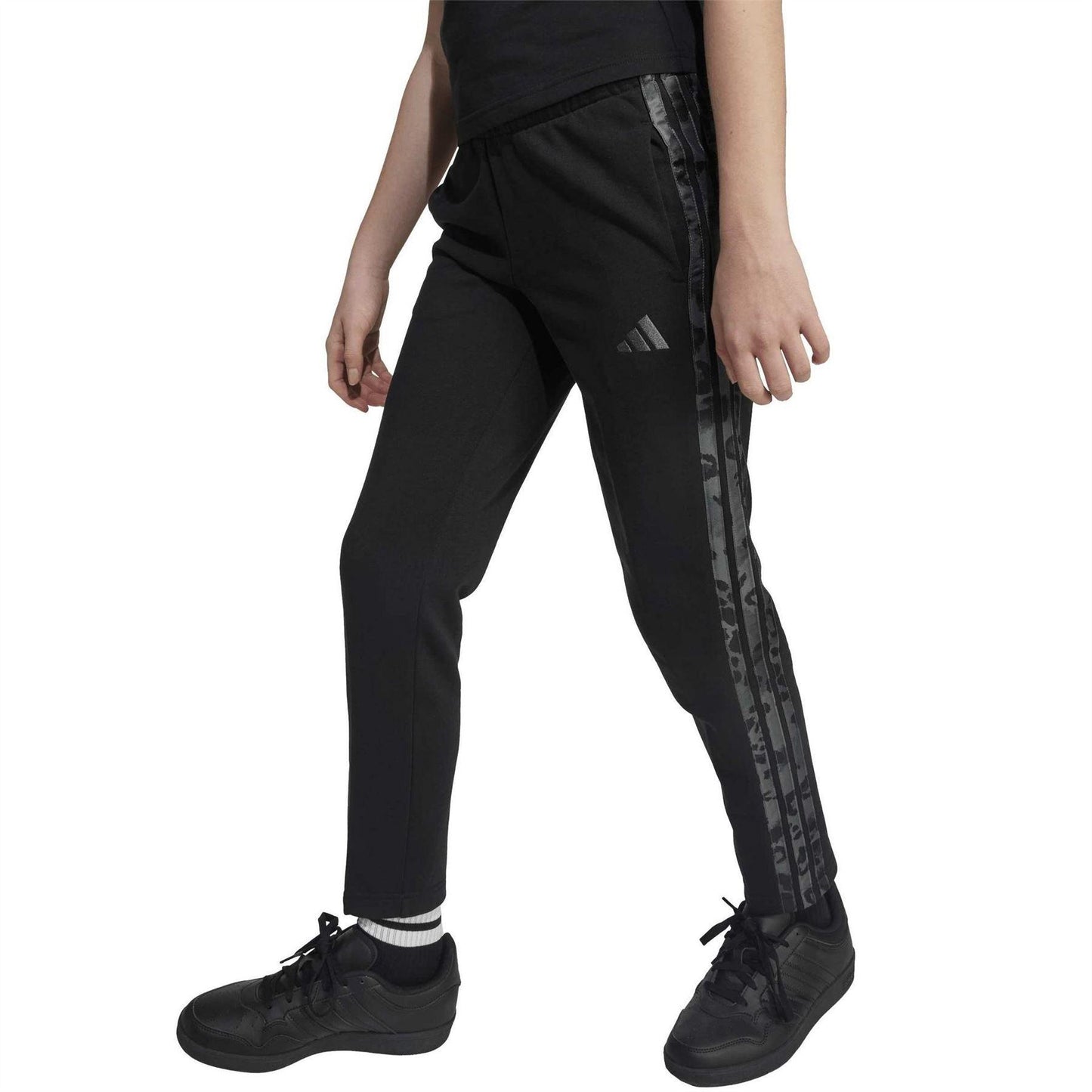 Black - Pack Shot - Adidas Childrens-Kids Leopard Print Joggers