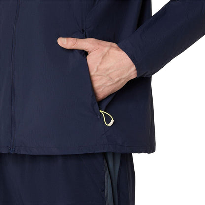 Midnight Blue - Side - Asics Mens Road Packable Long-Sleeved Jacket
