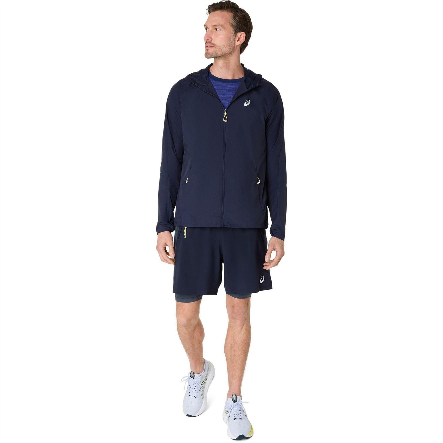 Midnight Blue - Pack Shot - Asics Mens Road Packable Long-Sleeved Jacket