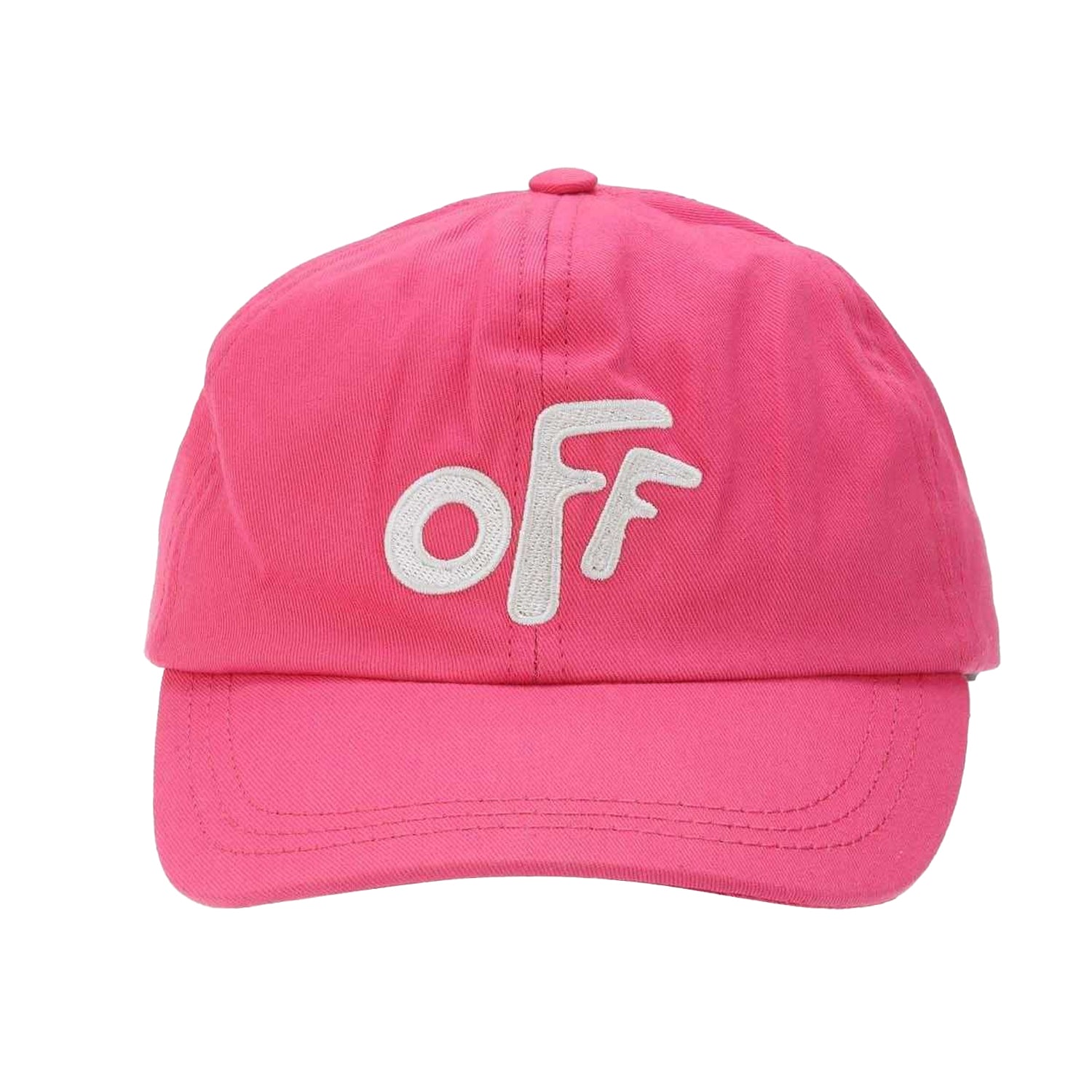 Pink - Front - Off White Childrens-Kids Rounded Baseball Cap