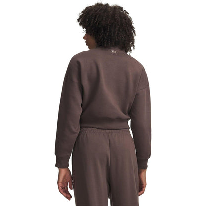 Mocha - Back - Under Armour Womens-Ladies Rival Cropped Half Zip Sweatshirt