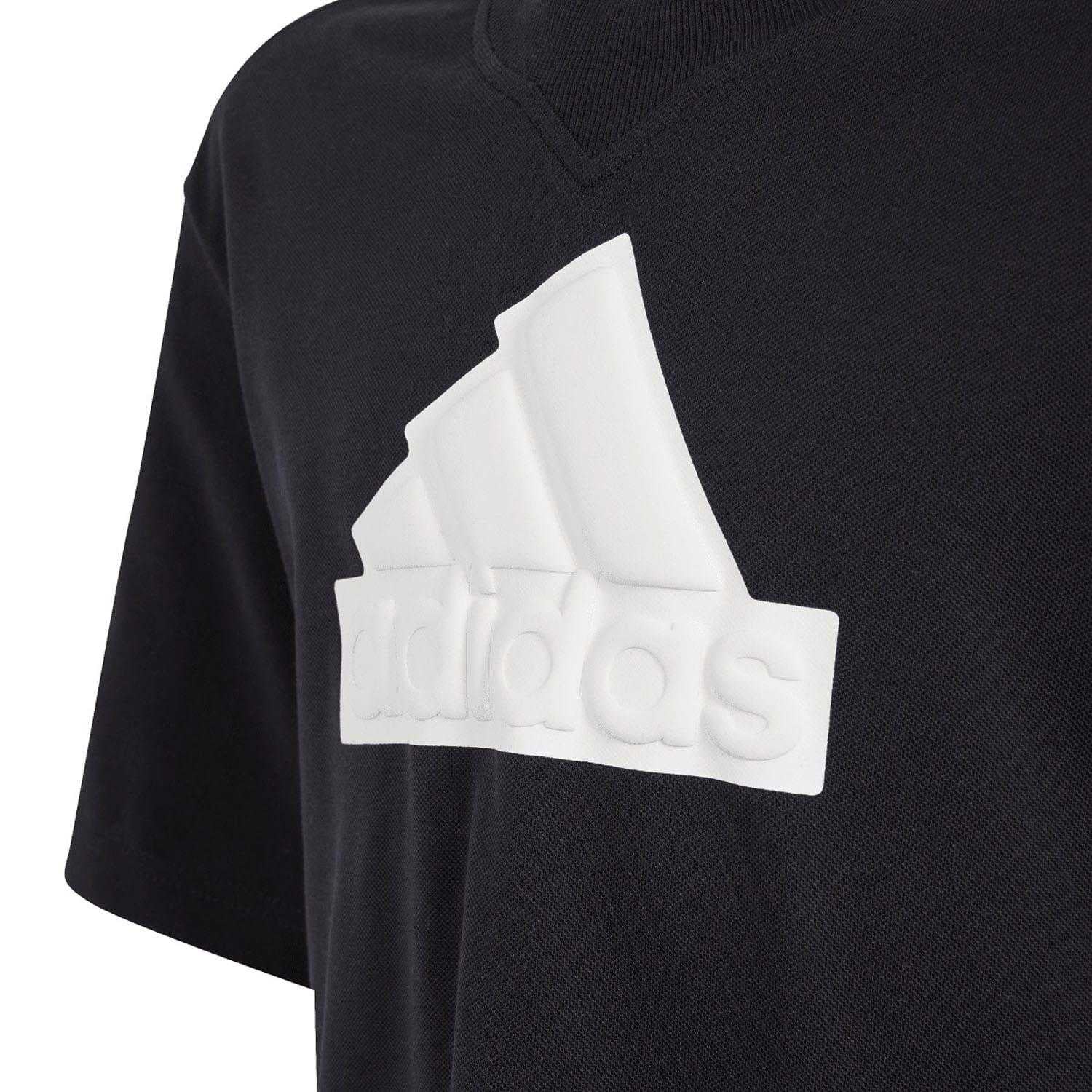 Black - Side - Adidas Childrens-Kids Future Icons Logo T-Shirt