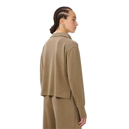 Khaki Brown - Back - Sweaty Betty Womens-Ladies Quarter Zip Fleece Top