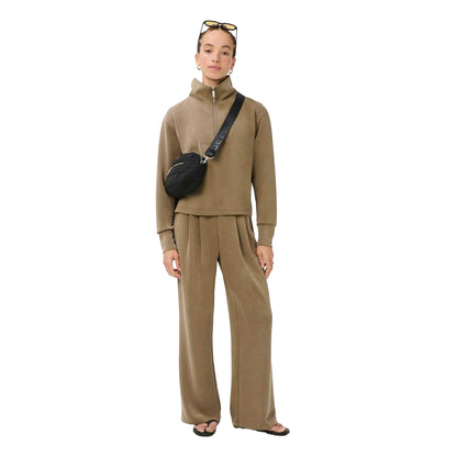 Khaki Brown - Lifestyle - Sweaty Betty Womens-Ladies Quarter Zip Fleece Top