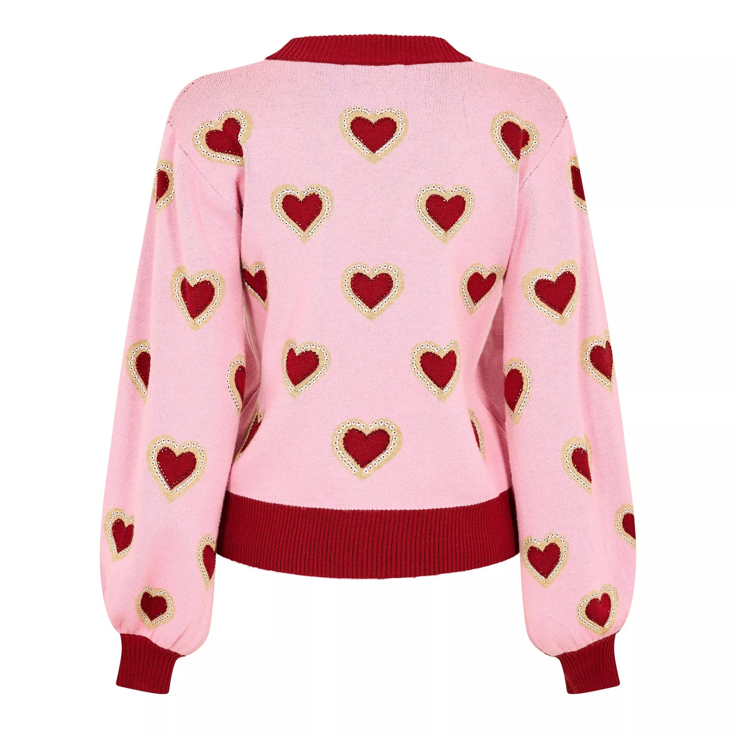 Pink - Back - Never Fully Dressed Womens-Ladies Heart Knitted Cardigan