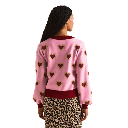 Pink - Lifestyle - Never Fully Dressed Womens-Ladies Heart Knitted Cardigan
