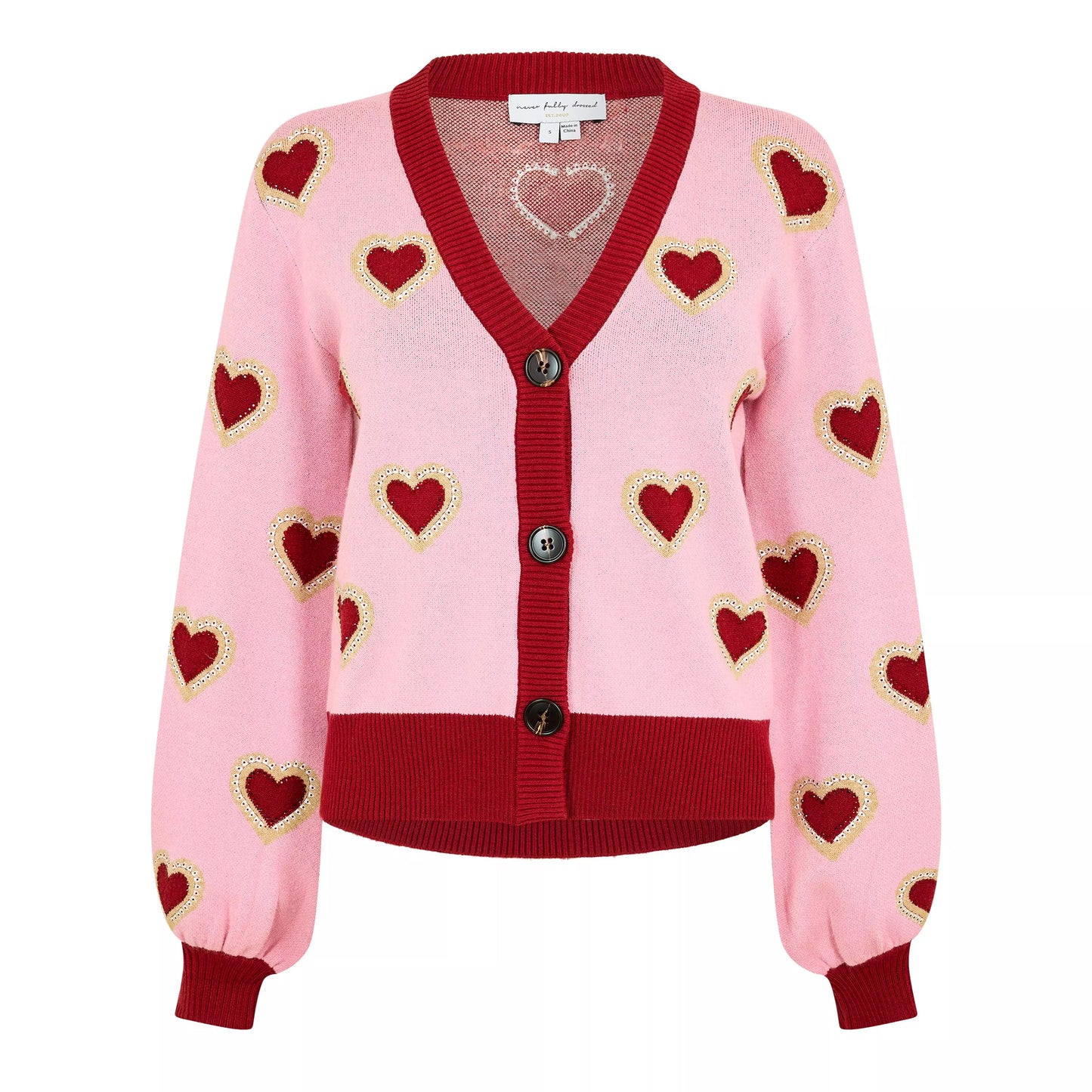 Pink - Front - Never Fully Dressed Womens-Ladies Heart Knitted Cardigan