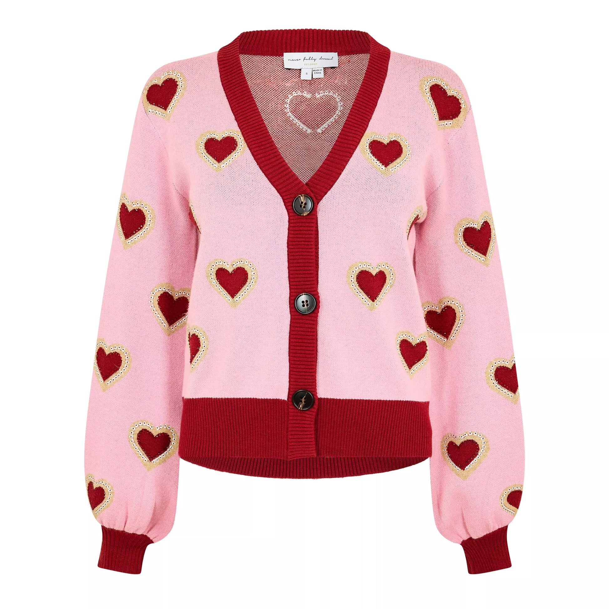 Pink - Front - Never Fully Dressed Womens-Ladies Heart Knitted Cardigan