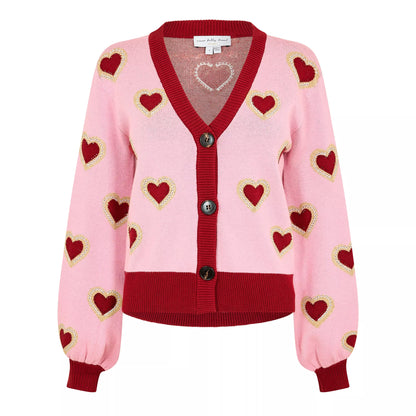 Pink - Front - Never Fully Dressed Womens-Ladies Heart Knitted Cardigan