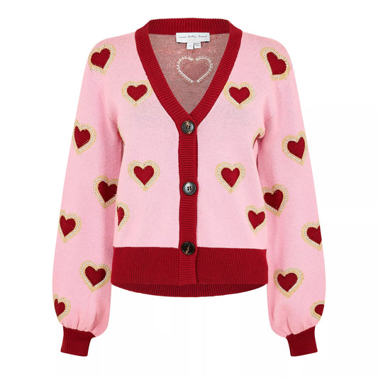 Pink - Front - Never Fully Dressed Womens-Ladies Heart Knitted Cardigan