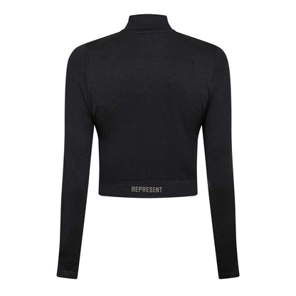 Jet Black - Back - Represent Womens-Ladies Cropped Long-Sleeved Jacket