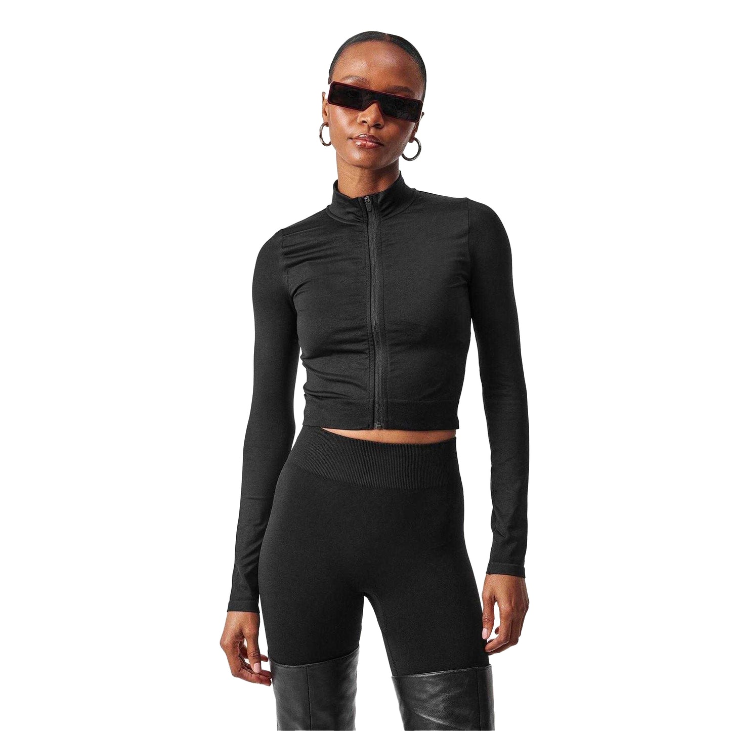 Jet Black - Side - Represent Womens-Ladies Cropped Long-Sleeved Jacket
