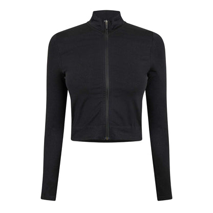 Jet Black - Front - Represent Womens-Ladies Cropped Long-Sleeved Jacket