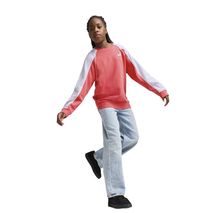 Peach - Side - Puma Childrens-Kids Sportstyle Relaxed Fit Raglan Long-Sleeved Sweatshirt