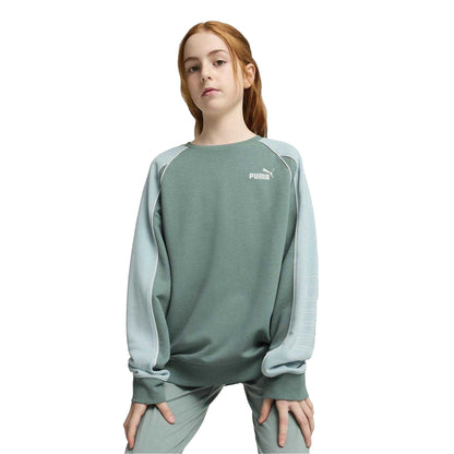 Green-Moon - Side - Puma Childrens-Kids Sportstyle Relaxed Fit Raglan Long-Sleeved Sweatshirt