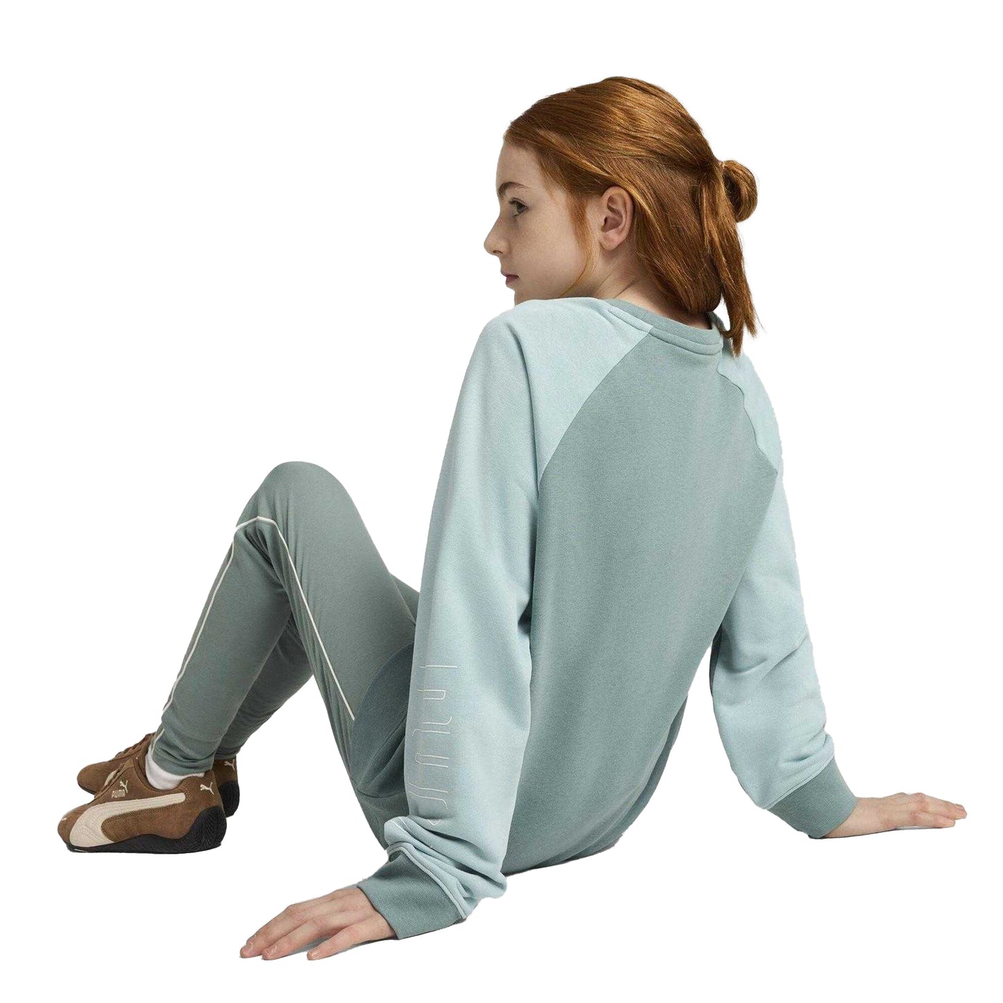 Green-Moon - Lifestyle - Puma Childrens-Kids Sportstyle Relaxed Fit Raglan Long-Sleeved Sweatshirt