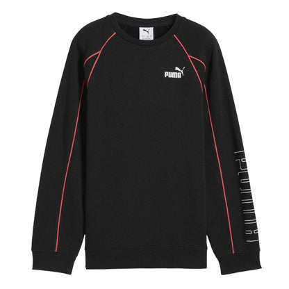 Puma Black - Front - Puma Childrens-Kids Sportstyle Relaxed Fit Raglan Long-Sleeved Sweatshirt