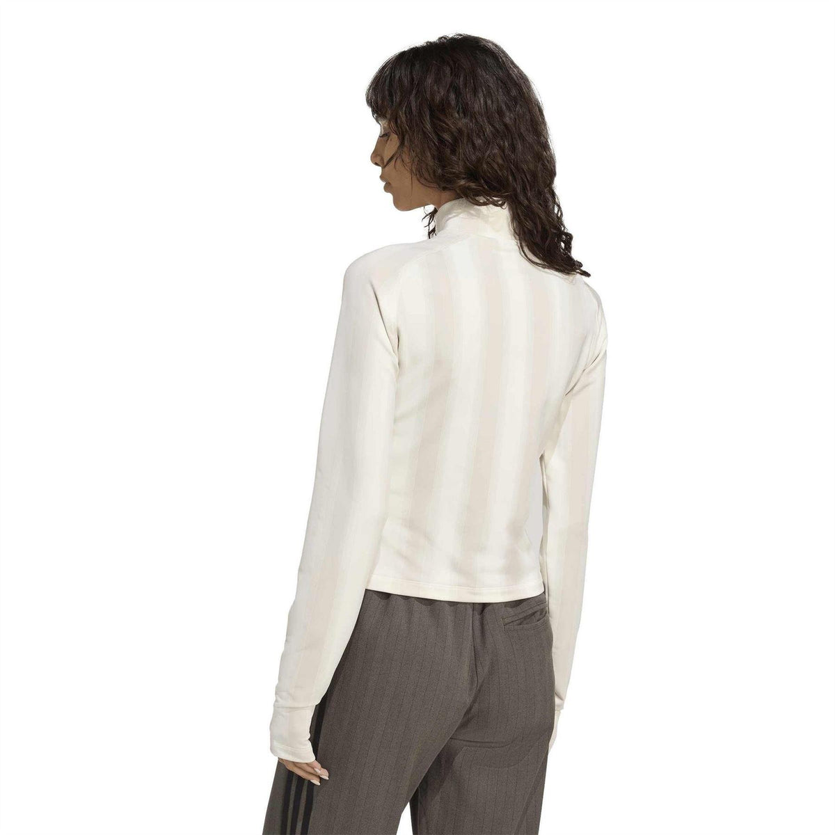 Off White - Back - Adidas Womens-Ladies High-Neck Crop Top