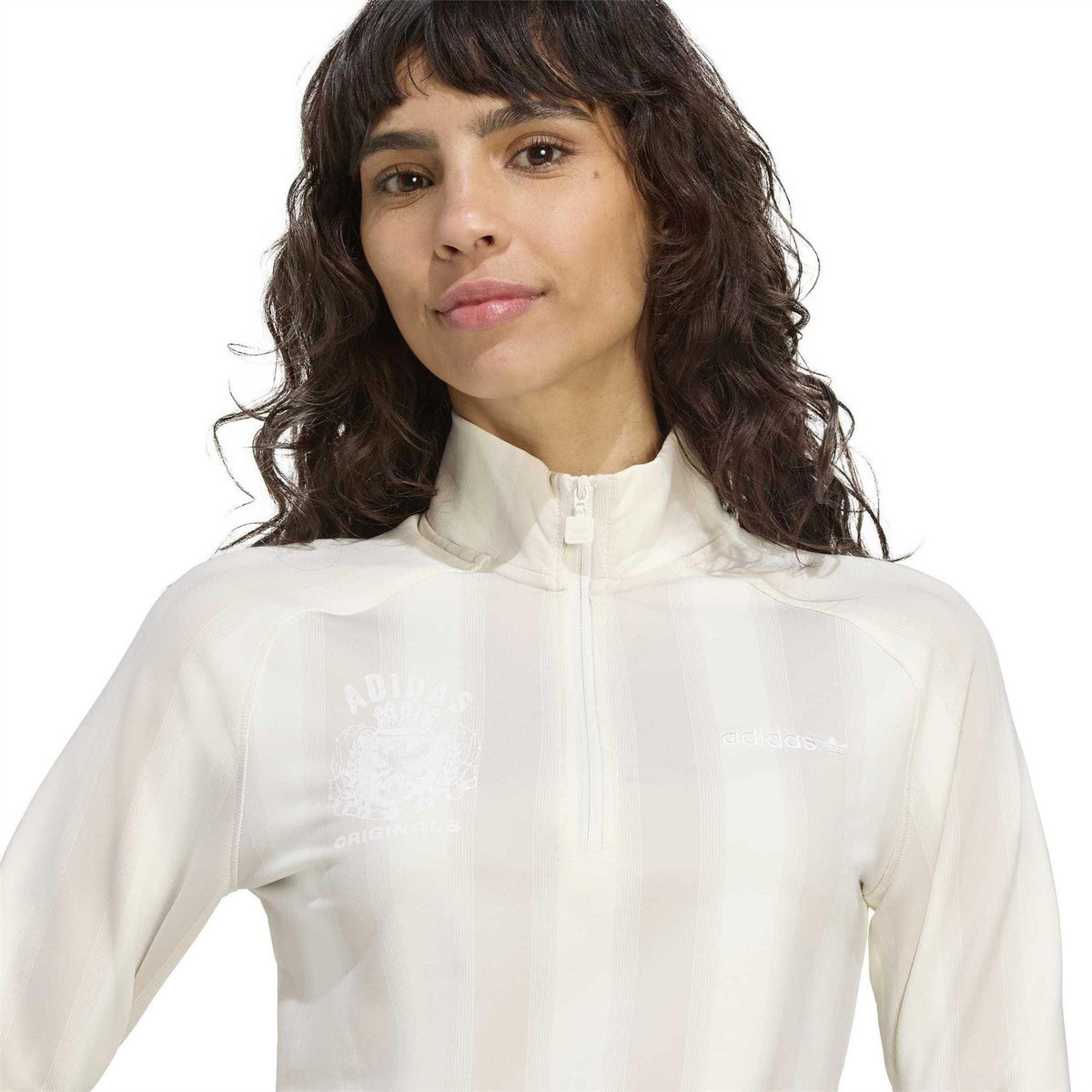 Off White - Side - Adidas Womens-Ladies High-Neck Crop Top