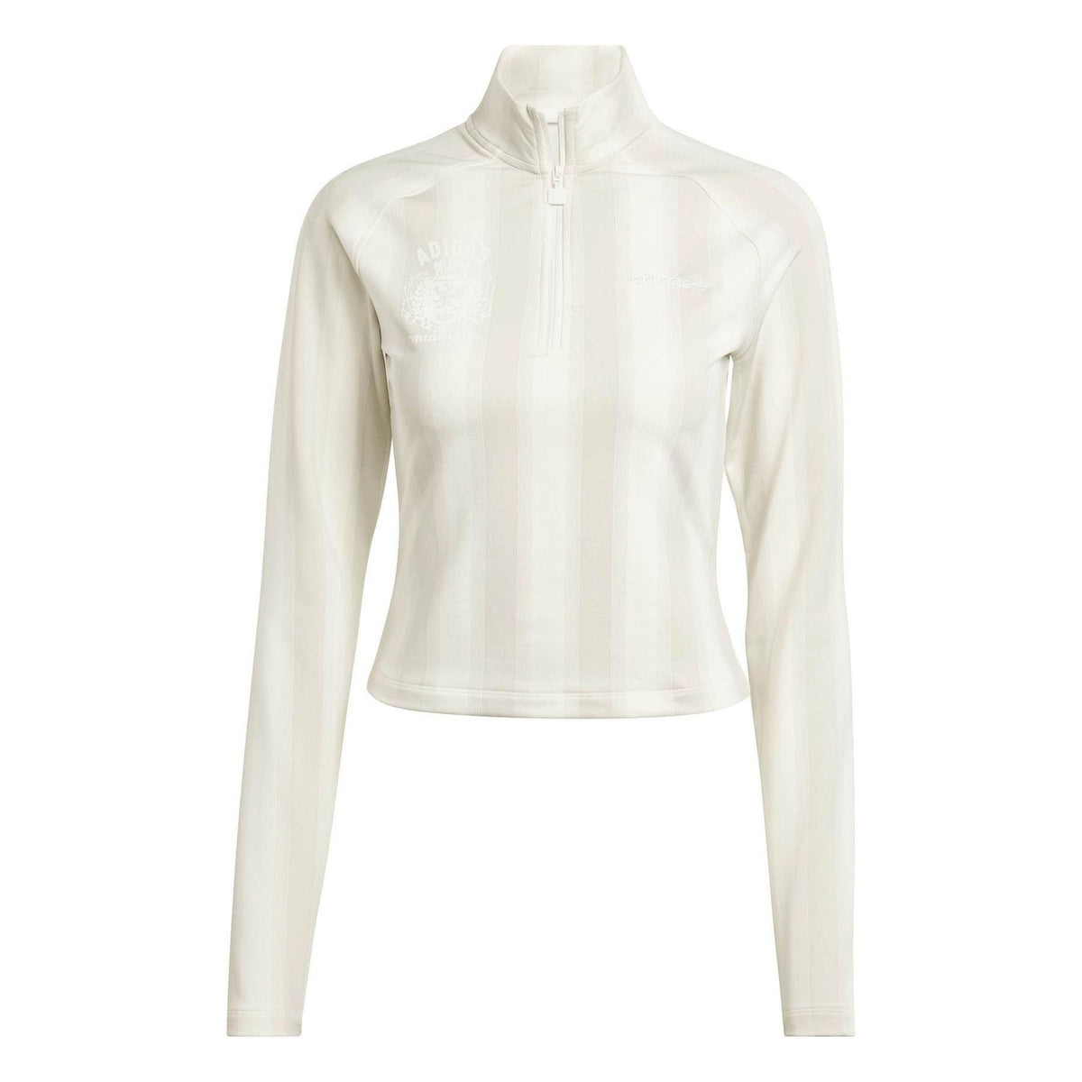Off White - Front - Adidas Womens-Ladies High-Neck Crop Top