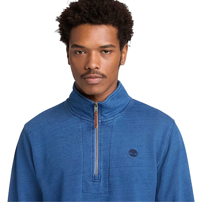 Mid Indigo - Side - Timberland Mens Indi Quarter Zip Sweatshirt