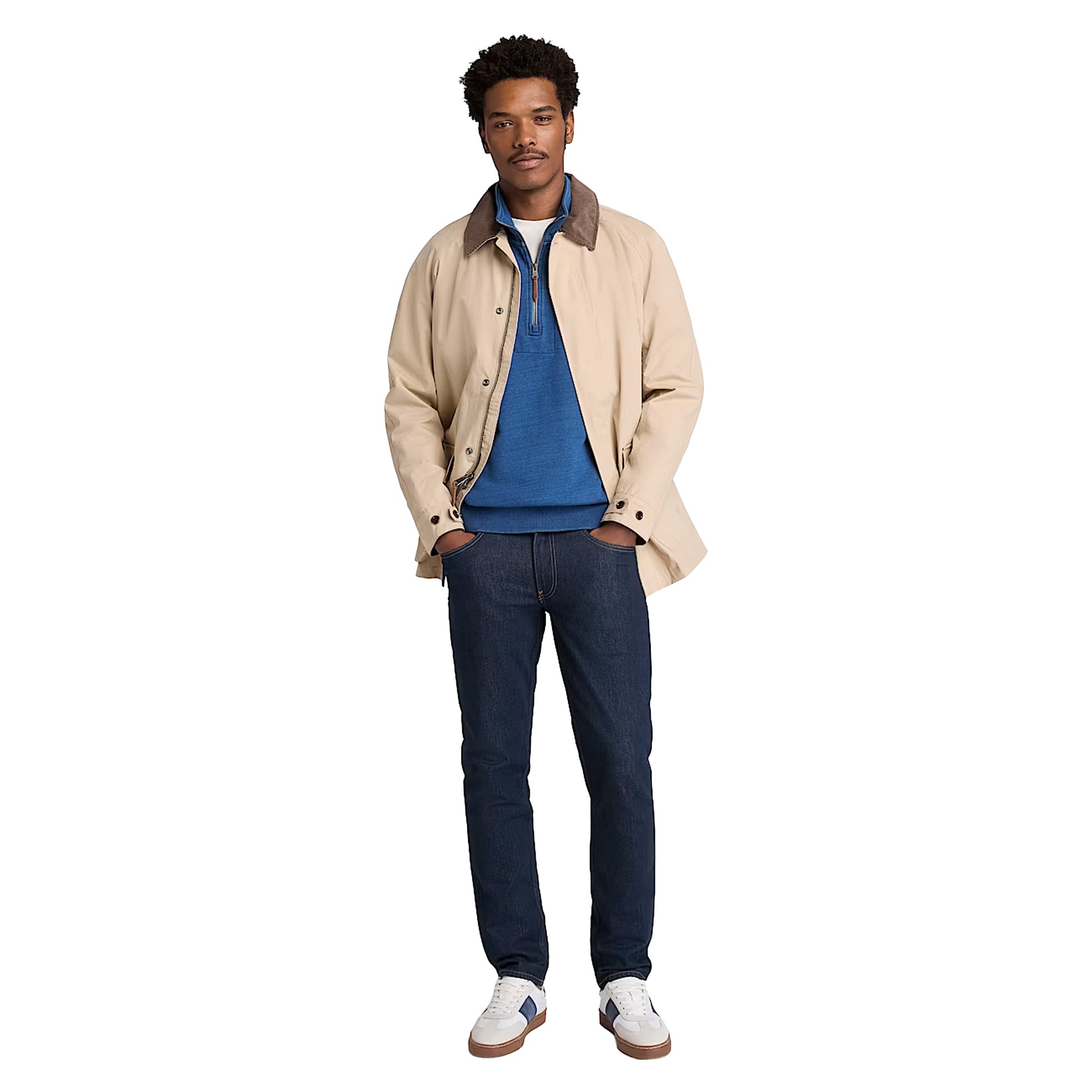 Mid Indigo - Pack Shot - Timberland Mens Indi Quarter Zip Sweatshirt