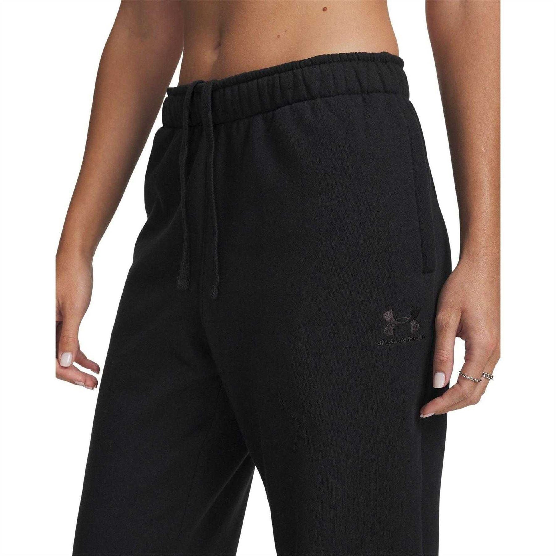 Black - Side - Under Armour Womens-Ladies Icon Relaxed Fit Jogging Bottoms