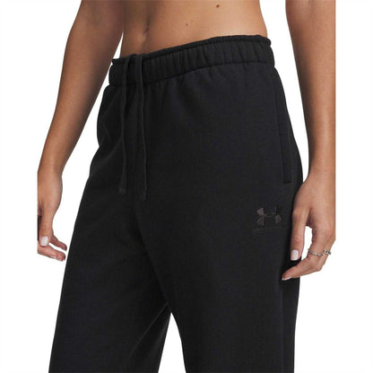 Black - Side - Under Armour Womens-Ladies Icon Relaxed Fit Jogging Bottoms