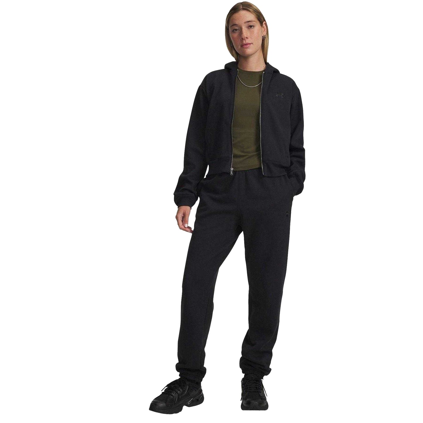 White - Front - Under Armour Womens-Ladies Icon Relaxed Fit Jogging Bottoms