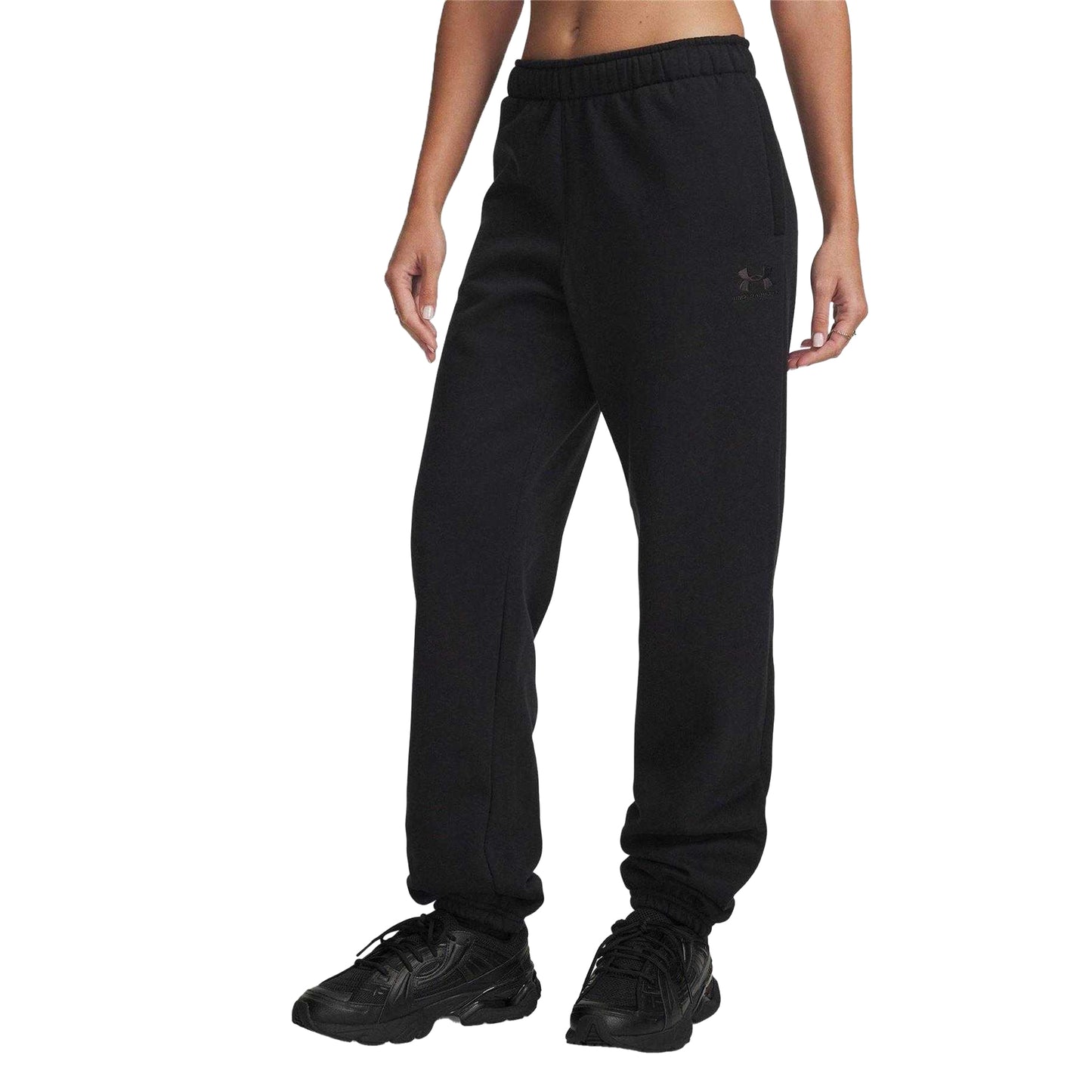 Black - Front - Under Armour Womens-Ladies Icon Relaxed Fit Jogging Bottoms