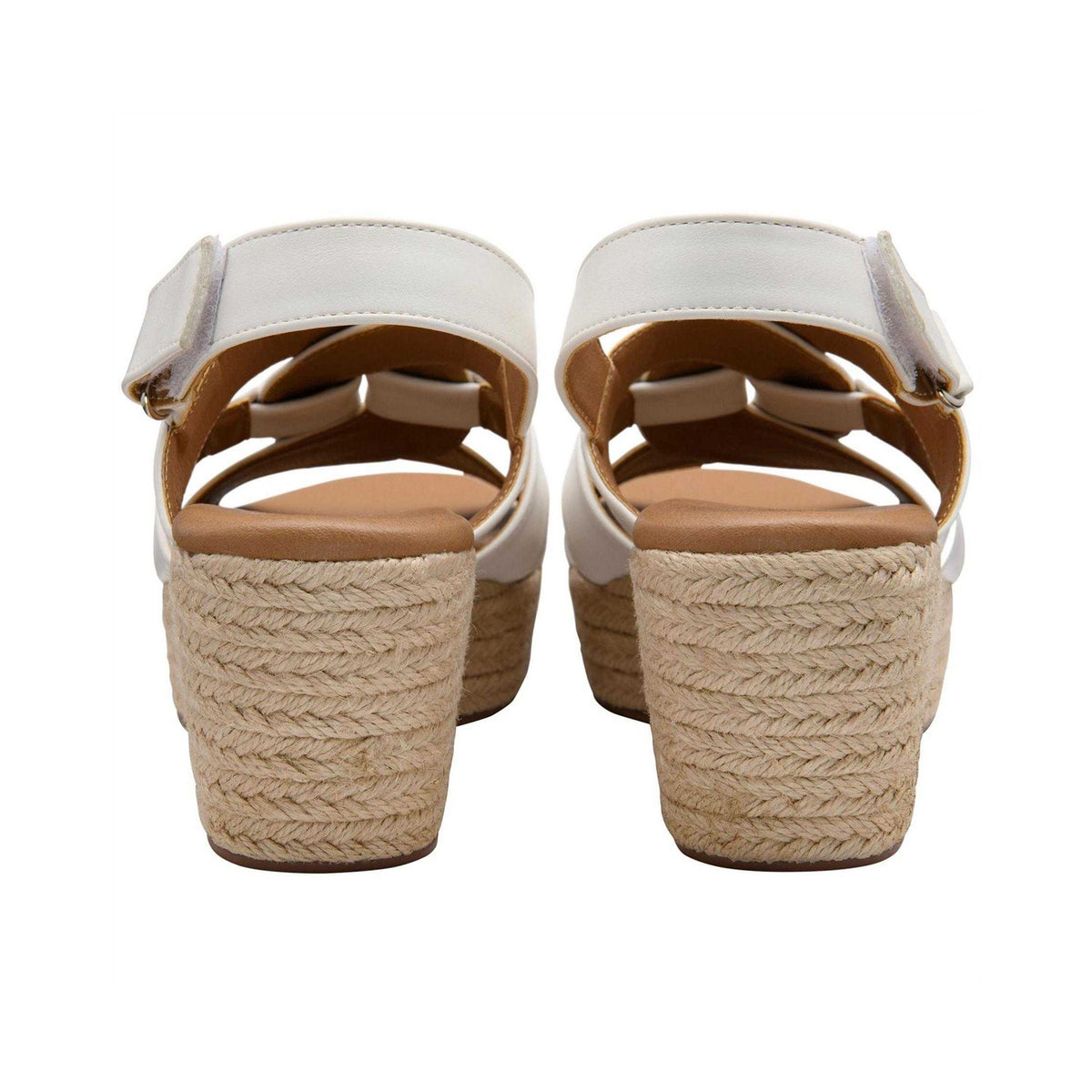 White - Back - Lotus Shoes Womens-Ladies Reina Criss-Cross Wedge Sandals