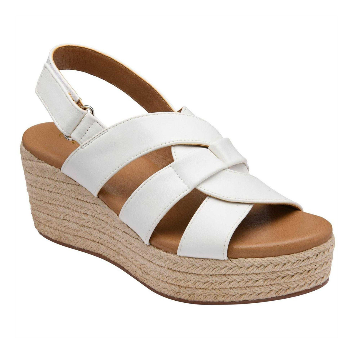White - Side - Lotus Shoes Womens-Ladies Reina Criss-Cross Wedge Sandals