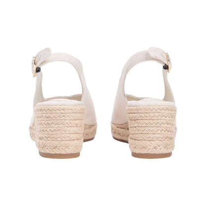 Beige - Back - Tommy Hilfiger Womens-Ladies Espadrille Wedge Sandals