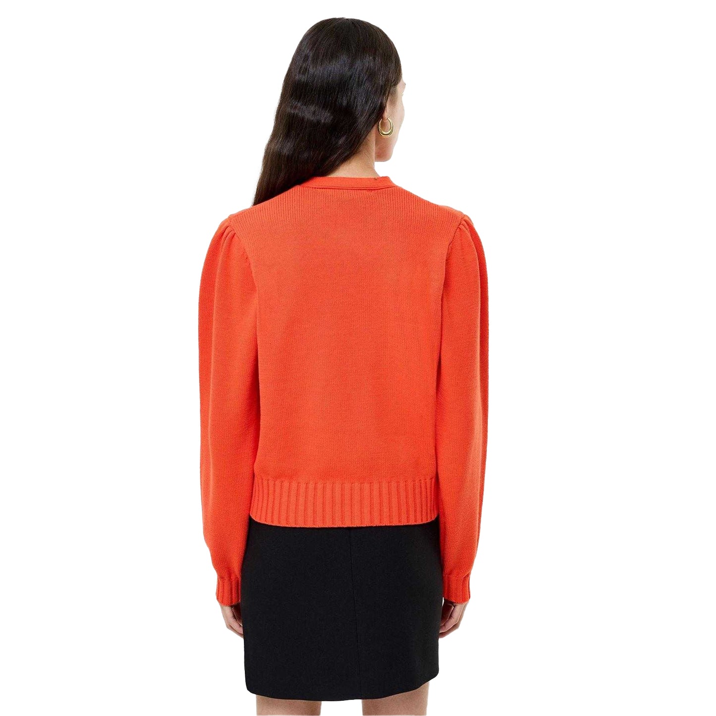 Orange - Back - French Connection Womens-Ladies Varli Puff Sleeve Cardigan