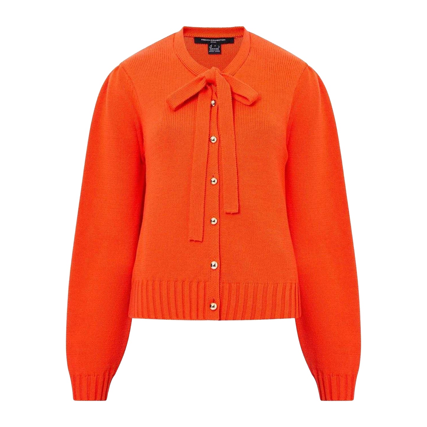 Orange - Front - French Connection Womens-Ladies Varli Puff Sleeve Cardigan