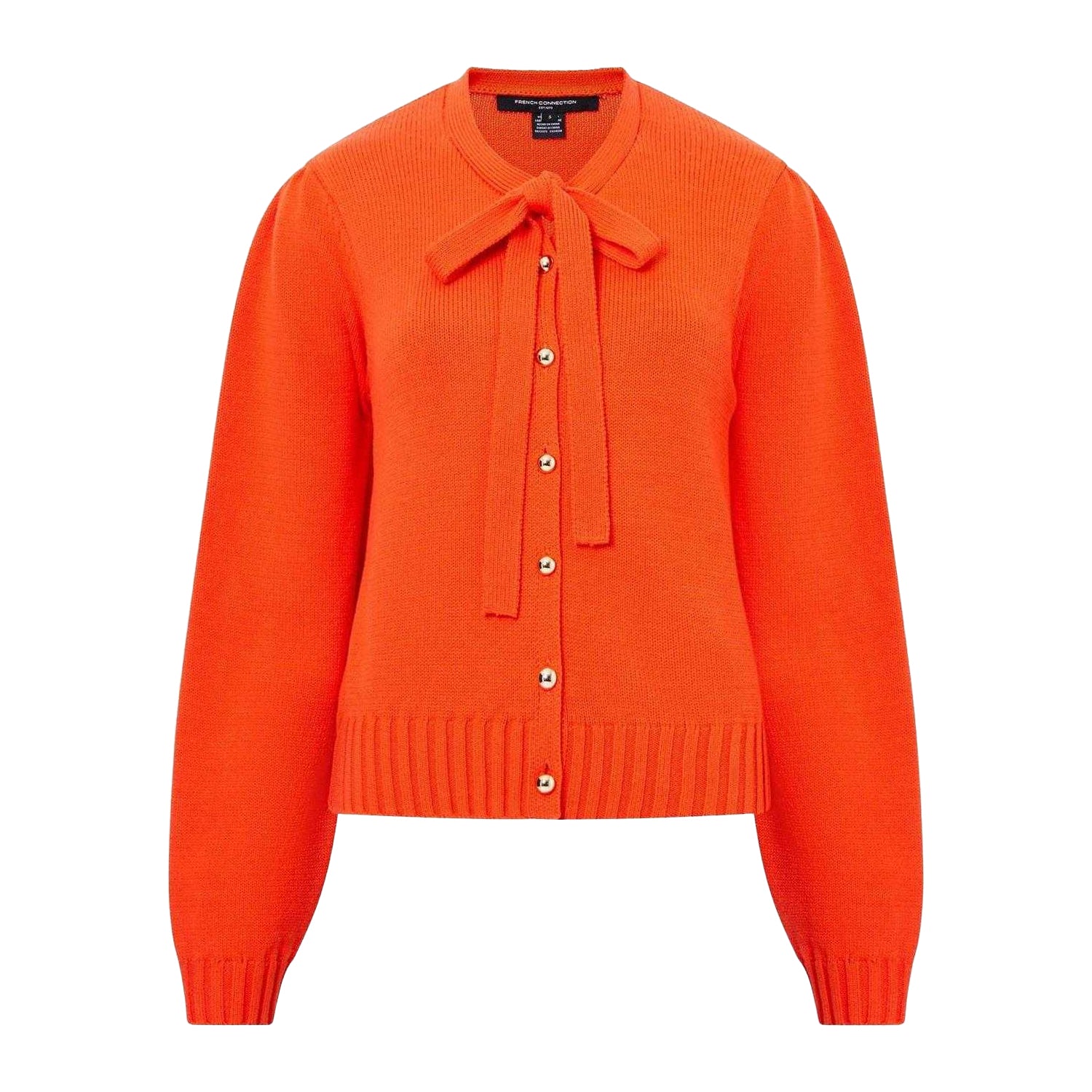 Orange - Front - French Connection Womens-Ladies Varli Puff Sleeve Cardigan