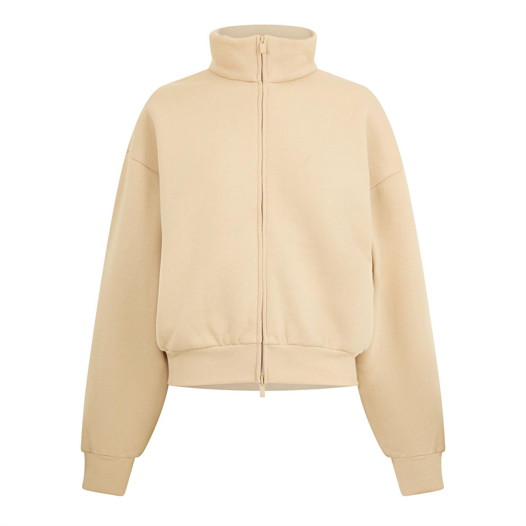 Sand - Front - Fear Of God Essentials Womens-Ladies Full Zip Fleece Jacket