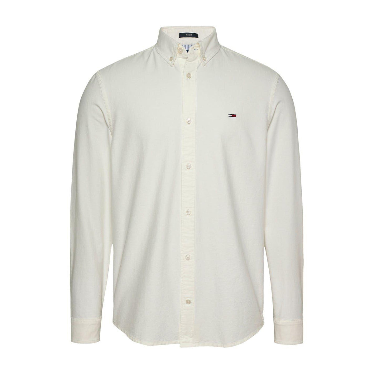 Ecru - Pack Shot - Tommy Jeans Mens Oxford Button-Down Regular Shirt