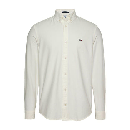 Ecru - Pack Shot - Tommy Jeans Mens Oxford Button-Down Regular Shirt