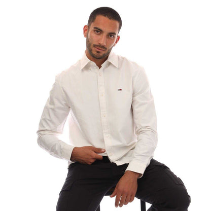 White - Lifestyle - Tommy Jeans Mens Oxford Button-Down Regular Shirt