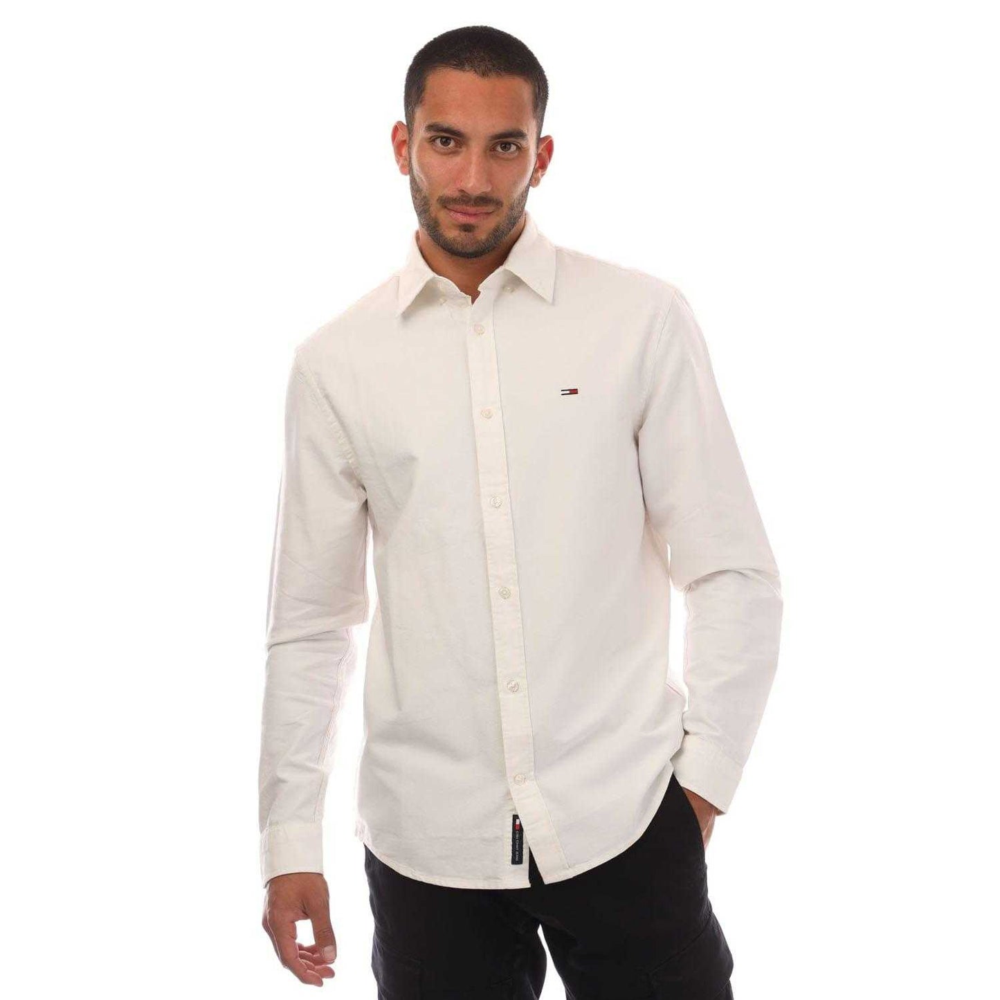 White - Front - Tommy Jeans Mens Oxford Button-Down Regular Shirt