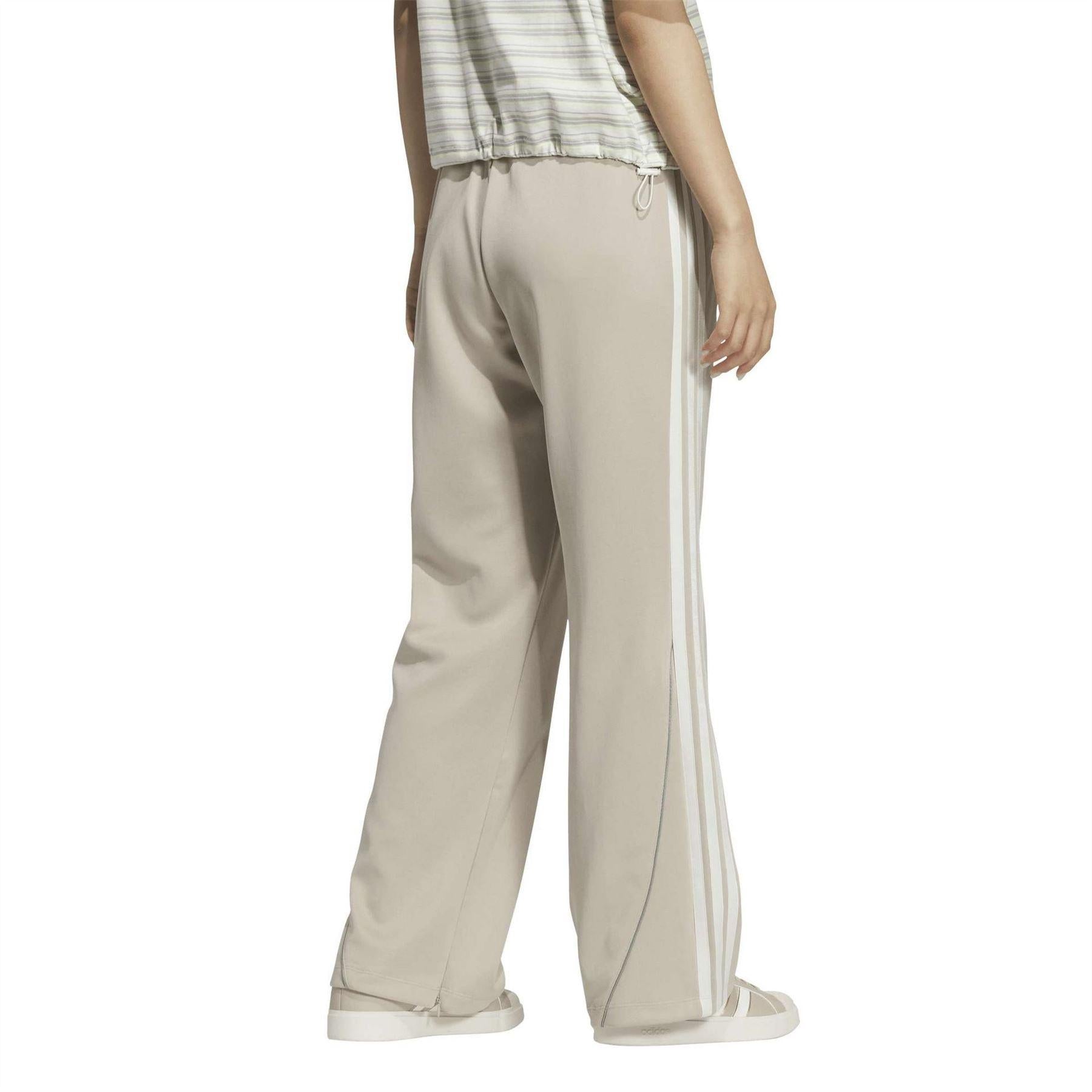 Beige - Back - Adidas Womens-Ladies 3 Stripes Tracksuit Bottoms