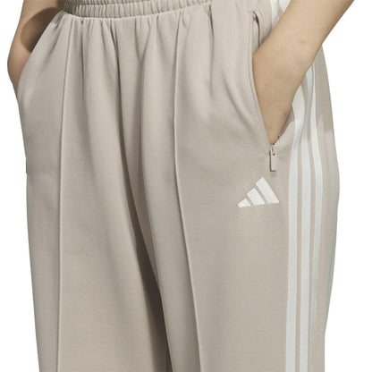 Beige - Side - Adidas Womens-Ladies 3 Stripes Tracksuit Bottoms