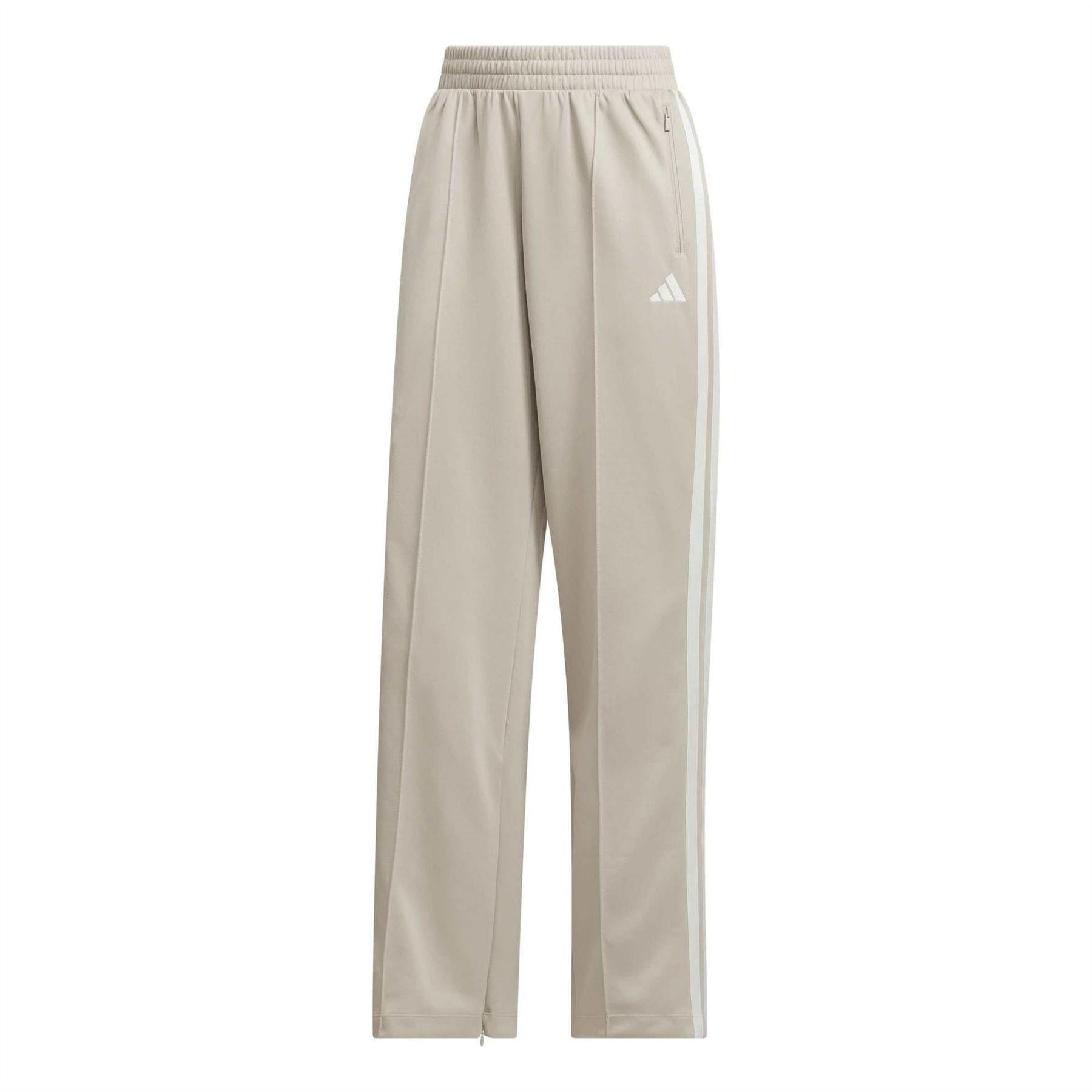 Beige - Front - Adidas Womens-Ladies 3 Stripes Tracksuit Bottoms